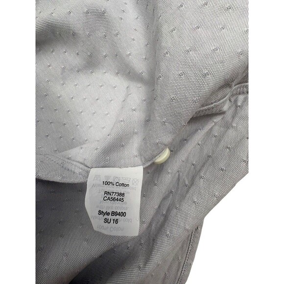 J Crew Slim Fit Oxford Shirt Textured Sashiko Dot Dobby LS Light Gray Preppy L - Picture 15 of 15